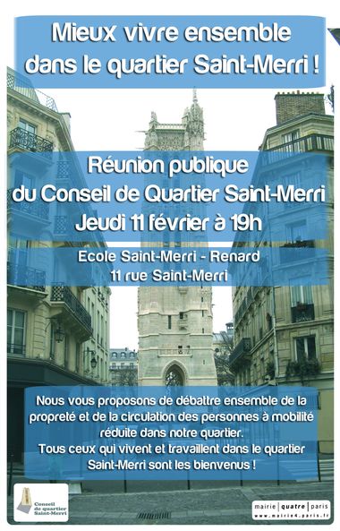 Conseil de quartier Saint-Merri à 19h