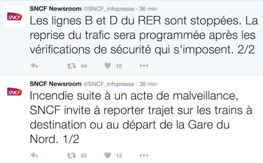 Incendie à la gare du Nord à Paris : le trafic est totalement interrompu